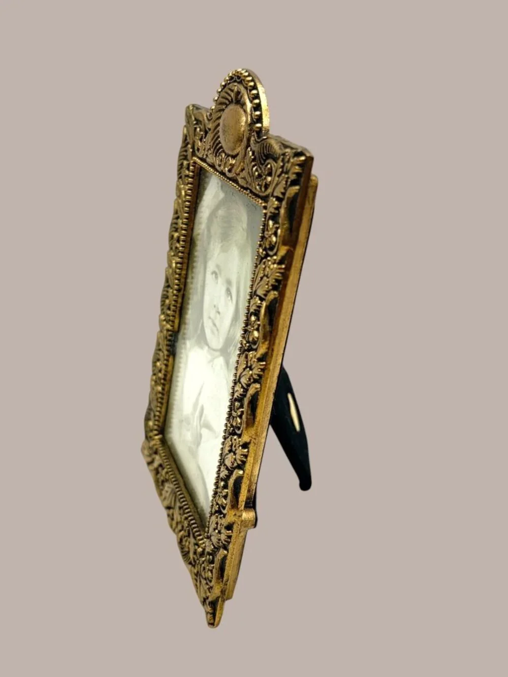 Vintage Ornate Gold Tone Picture Frame 3x4.5 Floral Baroque Made in Korea